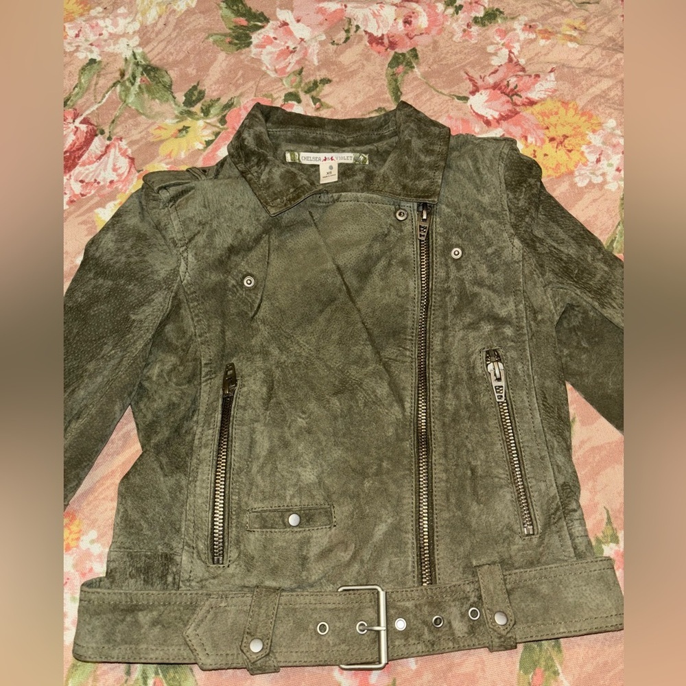 Chelsea & Violet sage green suede leather jacket - Picture 2 of 6